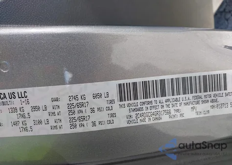 2016 Dodge Grand Caravan Sxt from USA, damaged, VIN 2C4RDGCG4GR317566